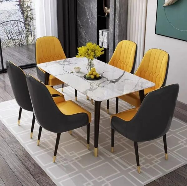 Table à manger et chaise rectangulaire en marbre